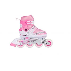 Ролики (роликовые коньки)детские раздвижные: 8101, размер S (28-31), колеса светящиеся, цвет розовый