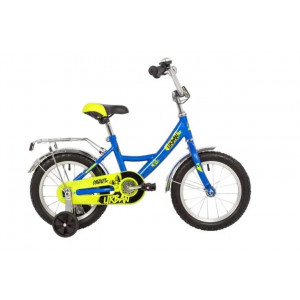 Велосипед двухколесный 14" NOVATRACK "URBAN" с багажником, боковыми колесами (синий)